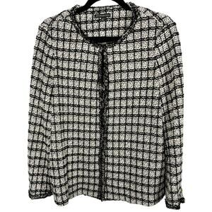 Adrianna Papell, Size Medium, Black & White Textured Knit Sweater, Lightweight